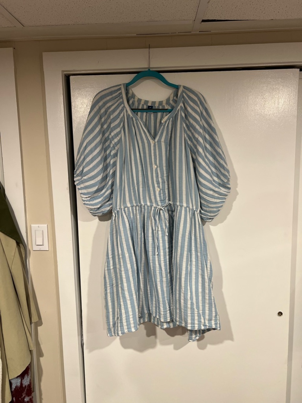 Old Navy Blue and White Striped Button-Front Dress